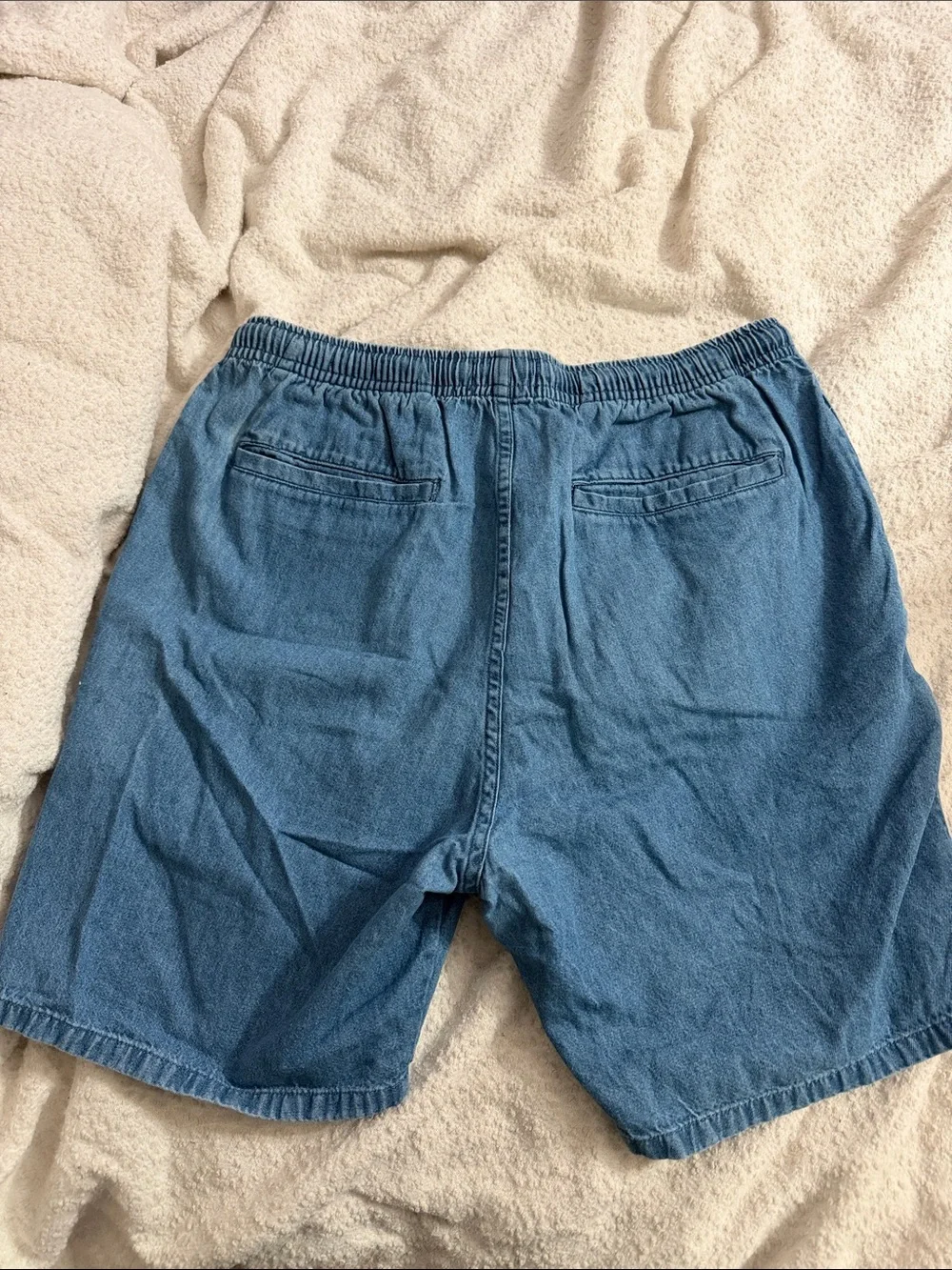 Obey chambray denim lightweight elastic waist drawstring shorts medium